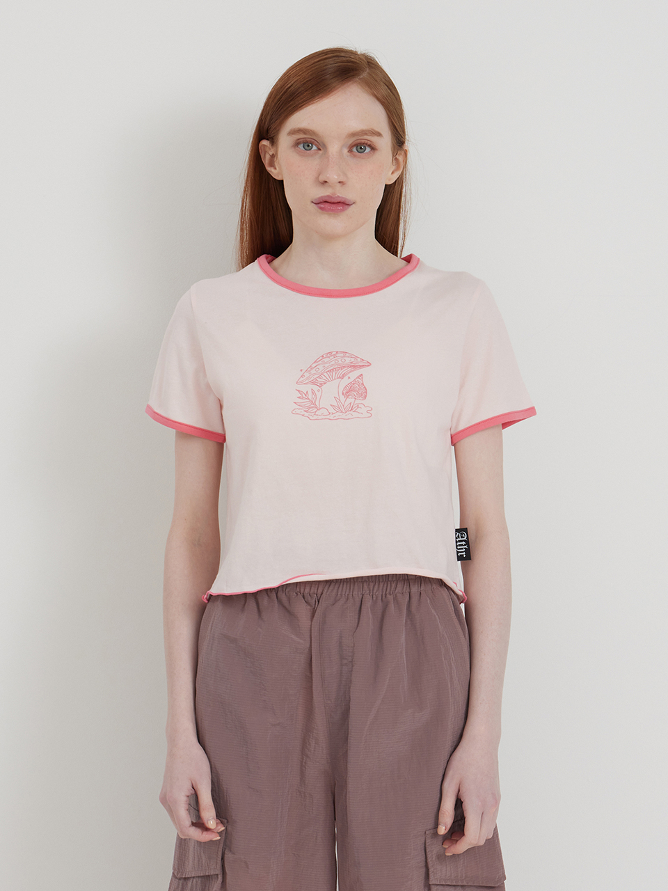 Pink mushroom coloring short-sleeved T-shirt